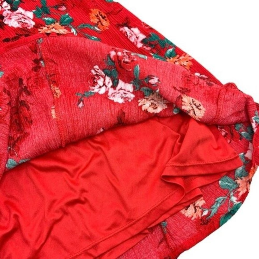 Torrid Red Gauzy Floral Skater Dress - Picture 6 of 9